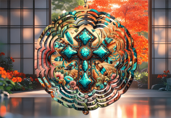 Download Vibrant Boho Cross Garden Wind Spinner - Boho cross Collection