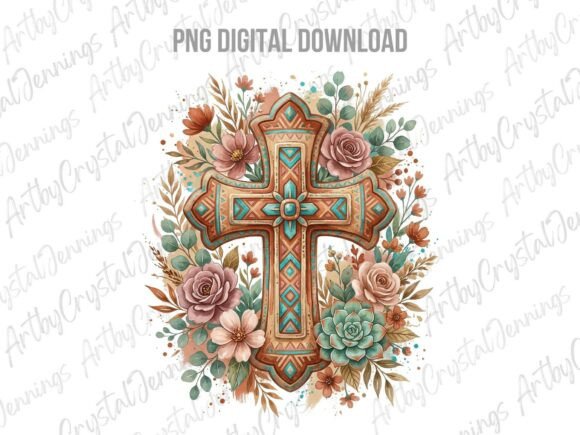 Download Religious Floral Bohemian Boho Cross PNG - Boho cross Collection