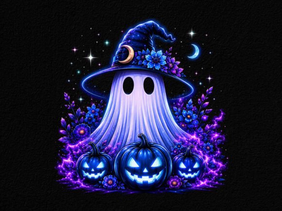 Download Neon Ghost Witch Hat Pumpkin PNG - Premium Bundle