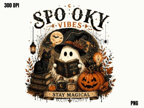 Download Spooky Vibes Ghost Pumpkin PNG, Witch - Premium Bundle