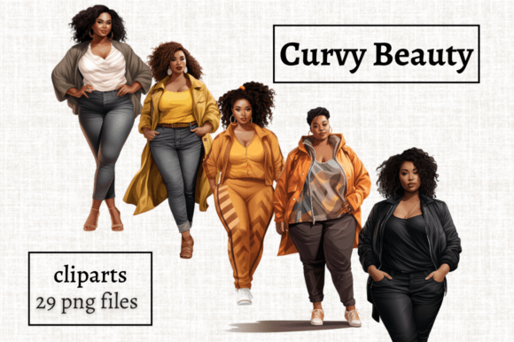 Download Curvy Black Girl Clipart Bundle, 29 PNGs - Black girl Collection