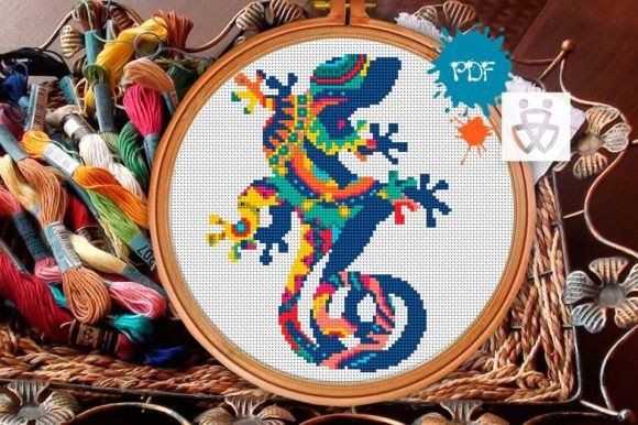 Download Lizard Boho Cross Stitch Pattern PDF - Boho cross Collection