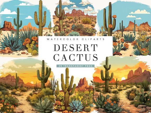 Download Watercolor Desert Cactus Clipart Bundle - Cactus clipart Collection