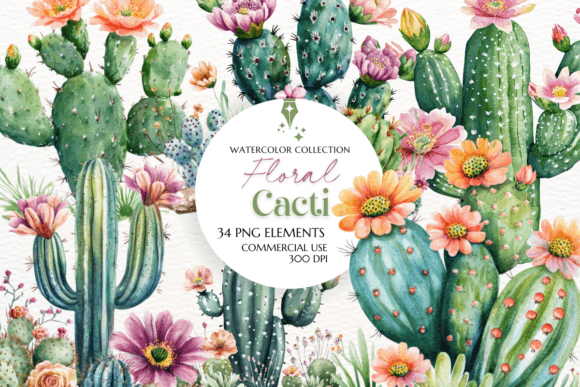 Download Floral Cactus Clipart Sublimation - Cactus clipart Collection