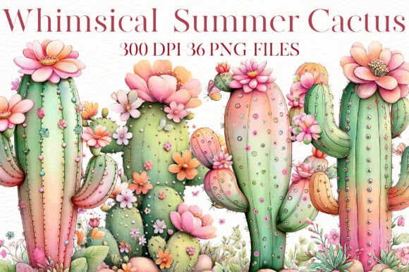 Download Whimsical Summer Cactus Clipart - Cactus clipart Collection