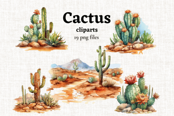 Download Watercolor Desert Cactus Clipart 19 PNGs - Cactus clipart Collection