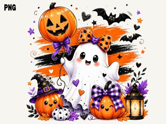 Download Cute Halloween Ghost Pumpkin PNG, Witch - Premium Resources