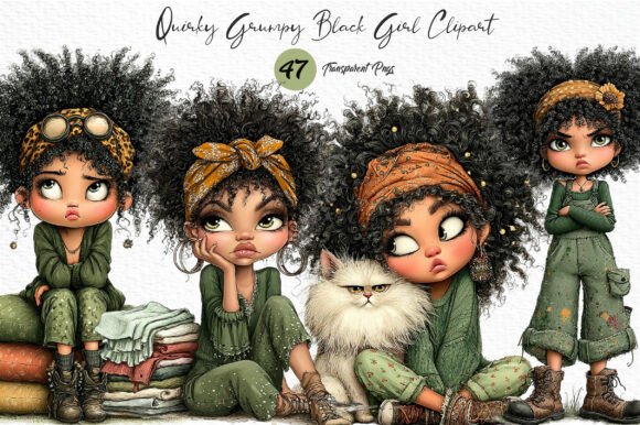 Download Quirky Grumpy Black Girl Clipart PNG - Black girl Collection