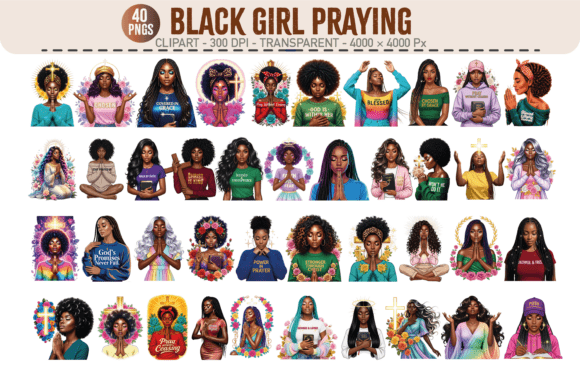 Download Black Girl Praying Clipart – 40 PNGs - Black girl Collection