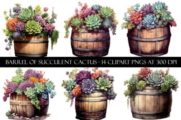 Download Barrel of Succulent Cactus Clipart - Cactus clipart Collection
