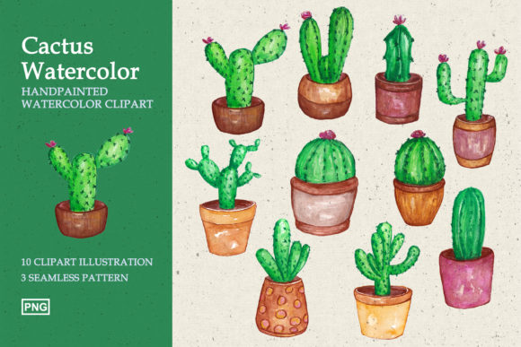 Download 10 Cactus Clipart Handpainted Watercolor - Cactus clipart Collection